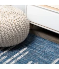 Zolak Berber Stripe Geometric Blue/Ivory 2 ft. x 10 ft. Indoor/Outdoor Runner Rug