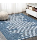 Zolak Berber Stripe Geometric Blue/Ivory 5 ft. x 8 ft. Indoor/Outdoor Area Rug