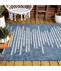 Zolak Berber Stripe Geometric Blue/Ivory 5 ft. x 8 ft. Indoor/Outdoor Area Rug