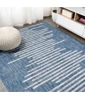 Zolak Berber Stripe Geometric Blue/Ivory 5 ft. x 8 ft. Indoor/Outdoor Area Rug