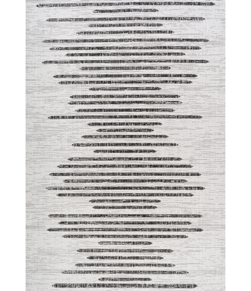 Zolak Berber Stripe Geometric Ivory/Black 5 ft. x 8 ft. Indoor/Outdoor Area Rug