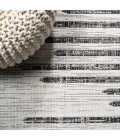 Zolak Berber Stripe Geometric Ivory/Black 2 ft. x 10 ft. Indoor/Outdoor Runner Rug