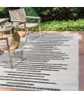 Zolak Berber Stripe Geometric Ivory/Black 5 ft. x 8 ft. Indoor/Outdoor Area Rug