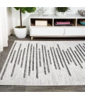 Zolak Berber Stripe Geometric Ivory/Black 5 ft. x 8 ft. Indoor/Outdoor Area Rug