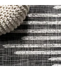 Zolak Berber Stripe Geometric Black/Ivory 2 ft. x 10 ft. Indoor/Outdoor Runner Rug