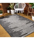 Zolak Berber Stripe Geometric Black/Ivory 5 ft. x 8 ft. Indoor/Outdoor Area Rug