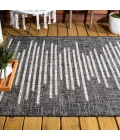 Zolak Berber Stripe Geometric Black/Ivory 5 ft. x 8 ft. Indoor/Outdoor Area Rug