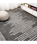 Zolak Berber Stripe Geometric Black/Ivory 5 ft. x 8 ft. Indoor/Outdoor Area Rug