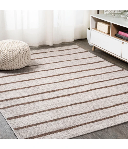 Colonia Berber Stripe Beige/Brown 8 ft. x 10 ft. Indoor/Outdoor Area Rug