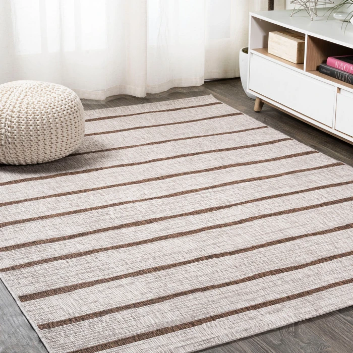 Colonia Berber Stripe Beige/Brown 4 ft. x 6 ft. Indoor/Outdoor Area Rug