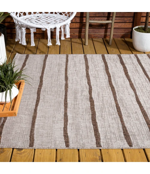 Colonia Berber Stripe Beige/Brown 8 ft. x 10 ft. Indoor/Outdoor Area Rug