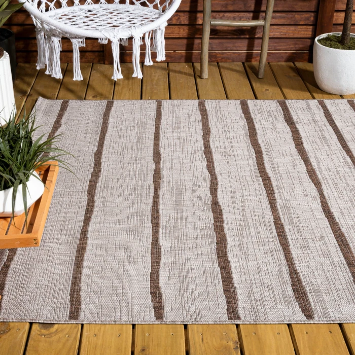 Colonia Berber Stripe Beige/Brown 4 ft. x 6 ft. Indoor/Outdoor Area Rug