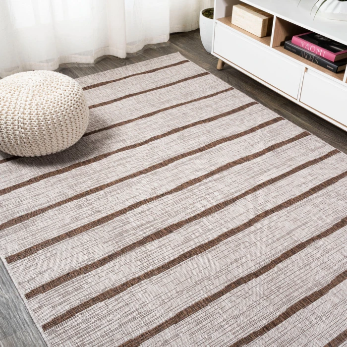 Colonia Berber Stripe Beige/Brown 4 ft. x 6 ft. Indoor/Outdoor Area Rug