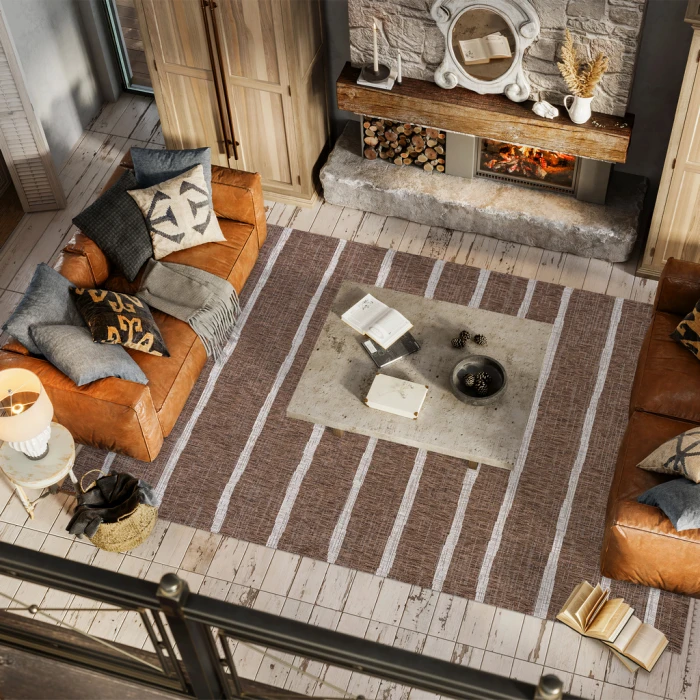 Colonia Berber Stripe Brown/Beige 4 ft. x 6 ft. Indoor/Outdoor Area Rug