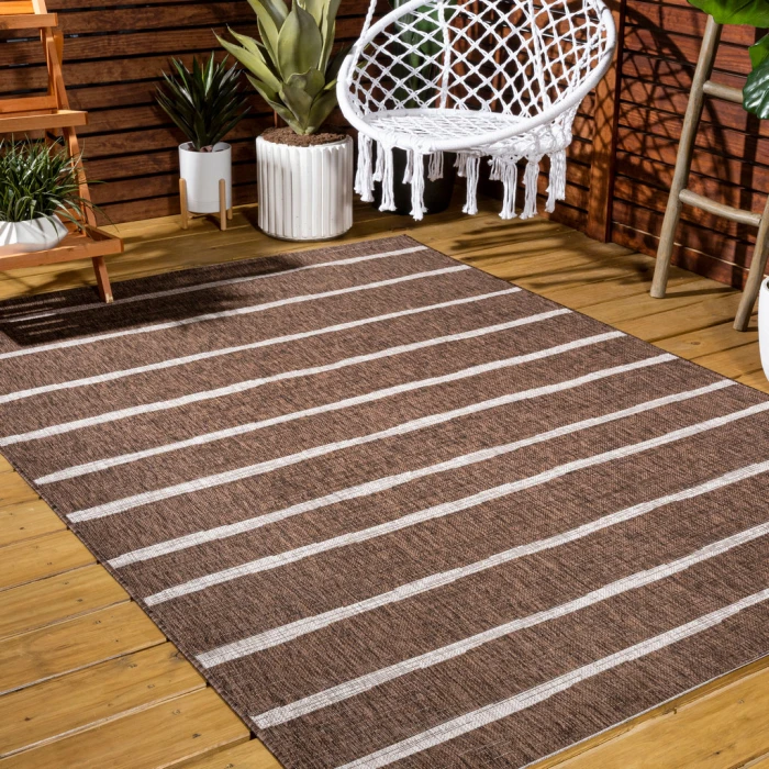 Colonia Berber Stripe Brown/Beige 4 ft. x 6 ft. Indoor/Outdoor Area Rug
