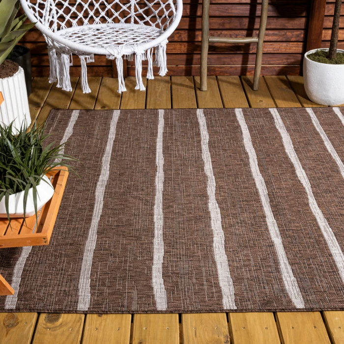 Colonia Berber Stripe Brown/Beige 4 ft. x 6 ft. Indoor/Outdoor Area Rug