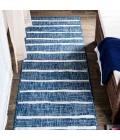 Colonia Berber Stripe Blue/Ivory 2 ft. x 8 ft. Indoor/Outdoor Runner Rug