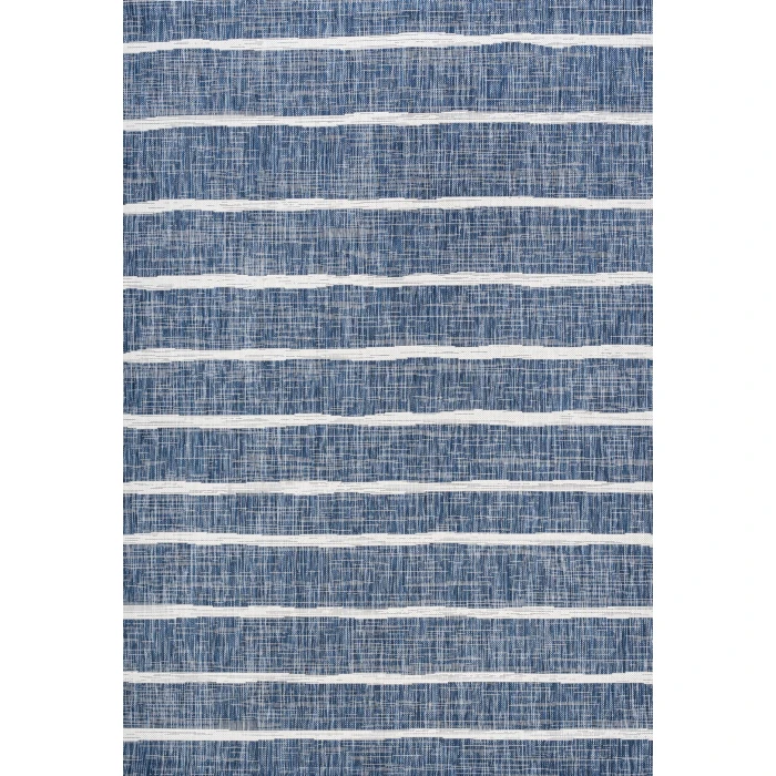 Colonia Berber Stripe Blue/Ivory 4 ft. x 6 ft. Indoor/Outdoor Area Rug