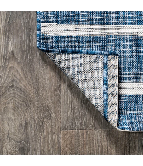 Colonia Berber Stripe Blue/Ivory 2 ft. x 8 ft. Indoor/Outdoor Runner Rug