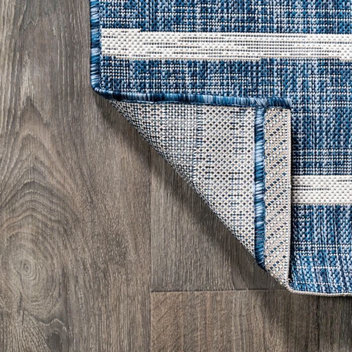 Colonia Berber Stripe Blue/Ivory 2 ft. x 8 ft. Indoor/Outdoor Runner Rug