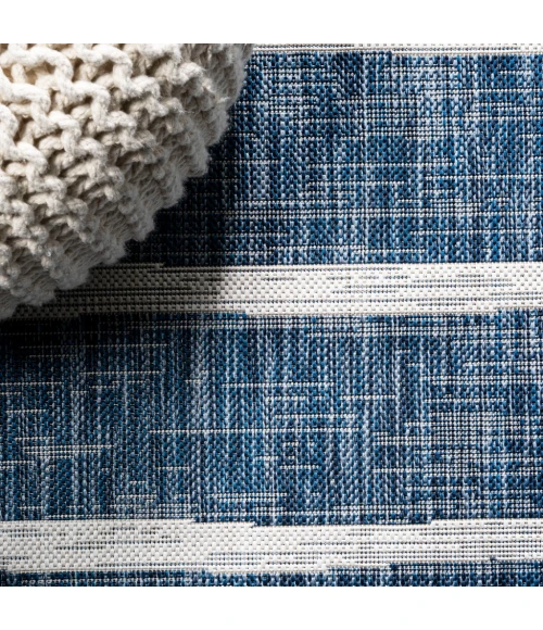 Colonia Berber Stripe Blue/Ivory 2 ft. x 8 ft. Indoor/Outdoor Runner Rug