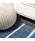 Colonia Berber Stripe Blue/Ivory 2 ft. x 8 ft. Indoor/Outdoor Runner Rug