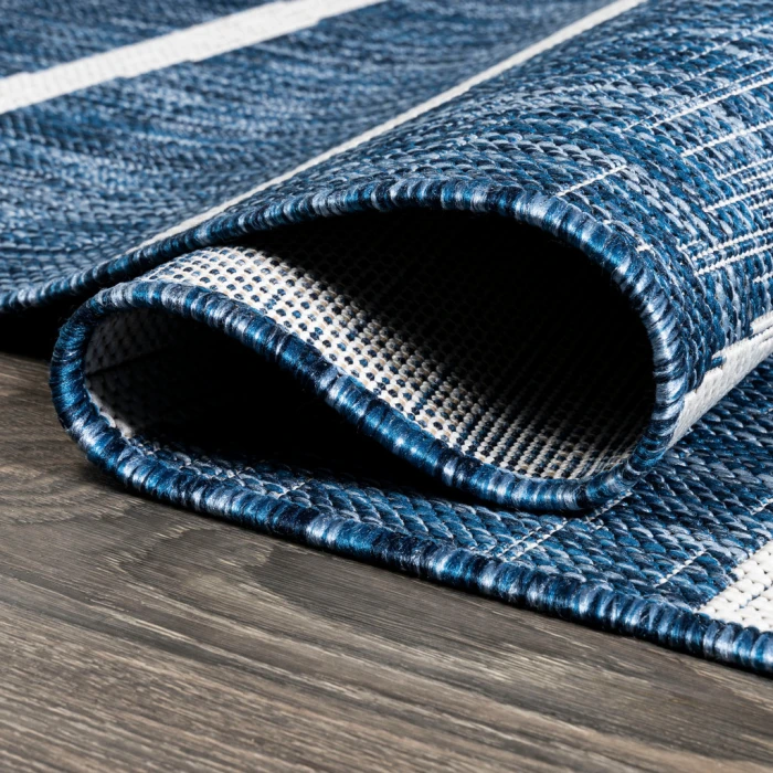 Colonia Berber Stripe Blue/Ivory 2 ft. x 8 ft. Indoor/Outdoor Runner Rug