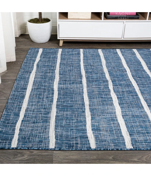 Colonia Berber Stripe Blue/Ivory 5 ft. x 8 ft. Indoor/Outdoor Area Rug