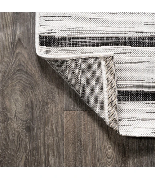 Colonia Berber Stripe Ivory/Black 5 ft. x 8 ft. Indoor/Outdoor Area Rug