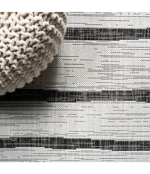 Colonia Berber Stripe Ivory/Black 5 ft. x 8 ft. Indoor/Outdoor Area Rug