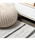 Colonia Berber Stripe Ivory/Black 2 ft. x 10 ft. Indoor/Outdoor Runner Rug