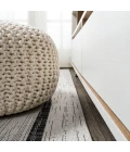 Colonia Berber Stripe Ivory/Black 2 ft. x 10 ft. Indoor/Outdoor Runner Rug