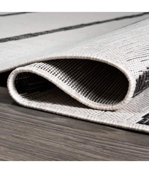 Colonia Berber Stripe Ivory/Black 2 ft. x 10 ft. Indoor/Outdoor Runner Rug