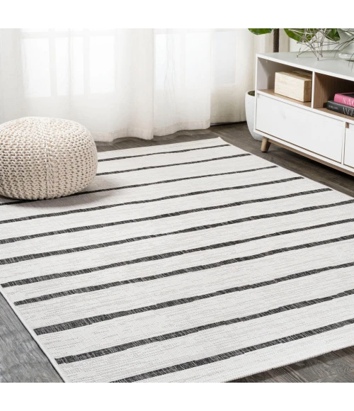 Colonia Berber Stripe Ivory/Black 5 ft. x 8 ft. Indoor/Outdoor Area Rug