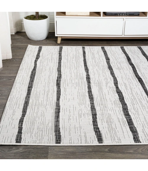 Colonia Berber Stripe Ivory/Black 5 ft. x 8 ft. Indoor/Outdoor Area Rug