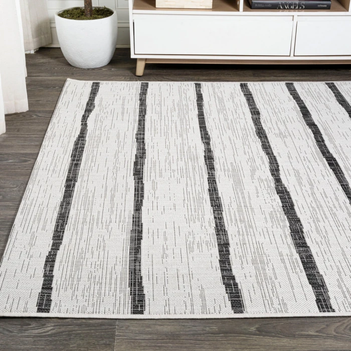 Colonia Berber Stripe Ivory/Black 4 ft. x 6 ft. Indoor/Outdoor Area Rug