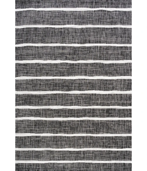 Colonia Berber Stripe Black/Ivory 5 ft. x 8 ft. Indoor/Outdoor Area Rug