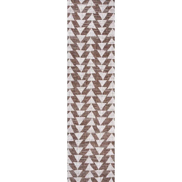 Andratx Modern Tribal Geometric Brown/Beige 2 ft. x 10 ft. Indoor/Outdoor Runner Rug