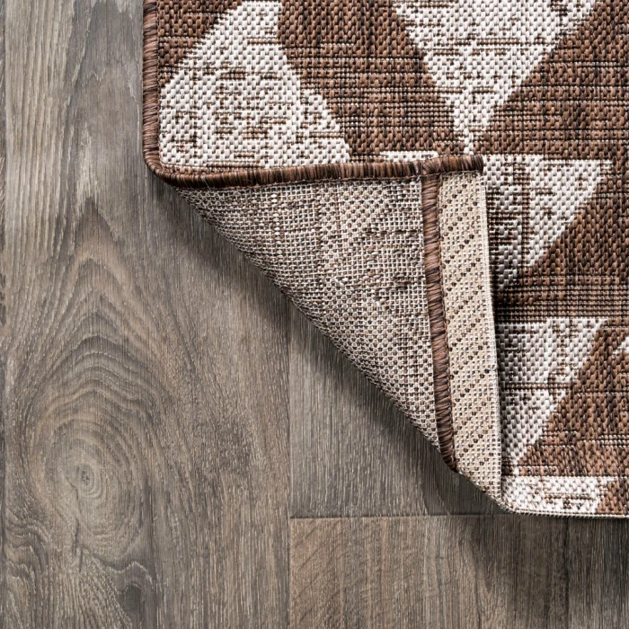 Andratx Modern Tribal Geometric Brown/Beige 2 ft. x 10 ft. Indoor/Outdoor Runner Rug