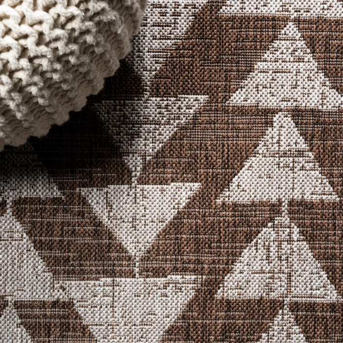 Andratx Modern Tribal Geometric Brown/Beige 2 ft. x 10 ft. Indoor/Outdoor Runner Rug