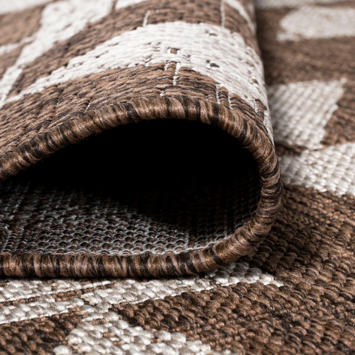 Andratx Modern Tribal Geometric Brown/Beige 2 ft. x 10 ft. Indoor/Outdoor Runner Rug