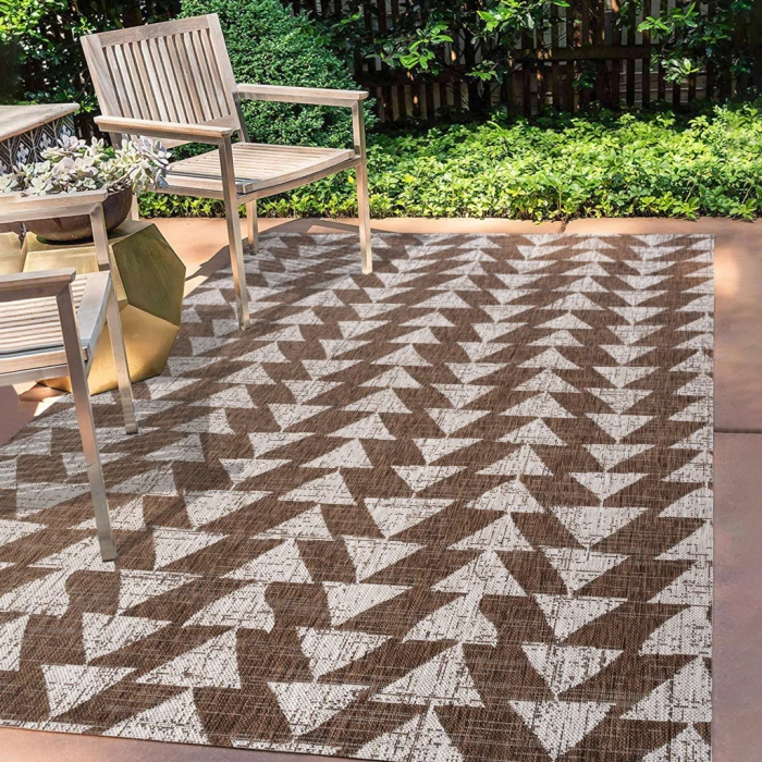 Andratx Modern Tribal Geometric Brown/Beige 5 ft. x 8 ft. Indoor/Outdoor Area Rug