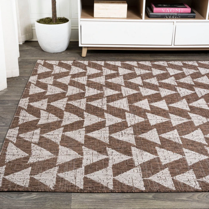 Andratx Modern Tribal Geometric Brown/Beige 5 ft. x 8 ft. Indoor/Outdoor Area Rug