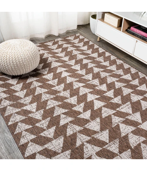 Andratx Modern Tribal Geometric Brown/Beige 8 ft. x 10 ft. Indoor/Outdoor Area Rug