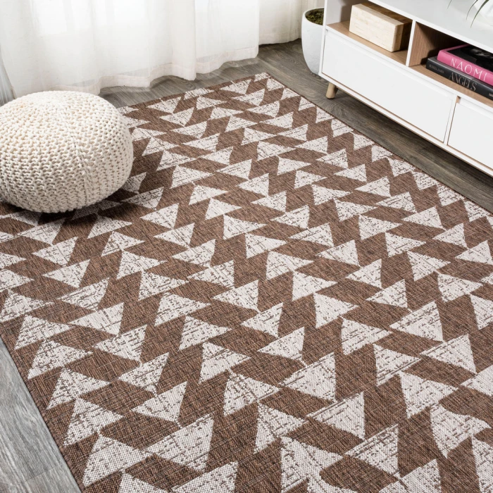 Andratx Modern Tribal Geometric Brown/Beige 5 ft. x 8 ft. Indoor/Outdoor Area Rug