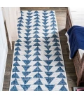Andratx Modern Tribal Geometric Blue/Ivory 2 ft. x 10 ft. Indoor/Outdoor Runner Rug
