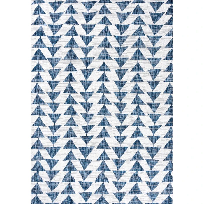 Andratx Modern Tribal Geometric Blue/Ivory 4 ft. x 6 ft. Indoor/Outdoor Area Rug