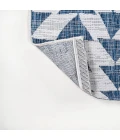 Andratx Modern Tribal Geometric Blue/Ivory 2 ft. x 10 ft. Indoor/Outdoor Runner Rug