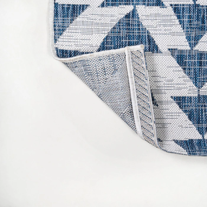 Andratx Modern Tribal Geometric Blue/Ivory 2 ft. x 10 ft. Indoor/Outdoor Runner Rug
