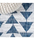 Andratx Modern Tribal Geometric Blue/Ivory 2 ft. x 10 ft. Indoor/Outdoor Runner Rug
